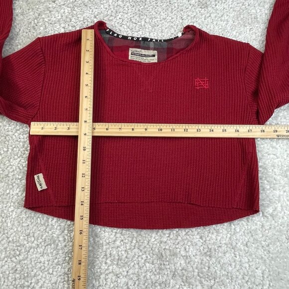 Flag Nor Fail Forever Waffle Knit Crop Top Red - Picture 7 of 9